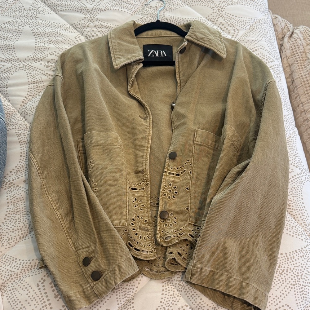 Zara Beige Eyelet Jacket